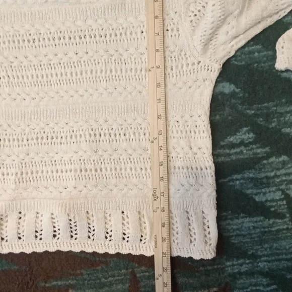 Madewell Scalloped Trim Sweater Croche Baloon Sleeves 2025 Womens Small - Picture 10 of 11